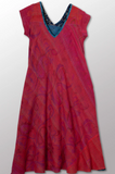 Vintage Silk Georgette Cotton Kantha Cap Sleeve Flare Dress