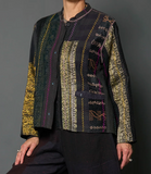 JEWEL WOVEN WITH VERTICAL PATCH KANTHA KAFTAN JACKET SHORT