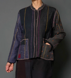 JEWEL WOVEN WITH VERTICAL PATCH KANTHA KAFTAN JACKET SHORT