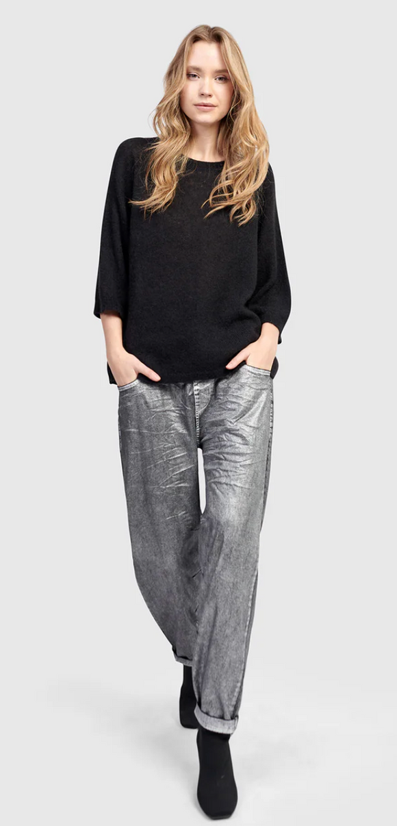 Metallic Boyfriend Jogger Jeans
