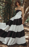 Stripe Strapless Gown