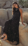 Black Halter Neck Full Drape Dress