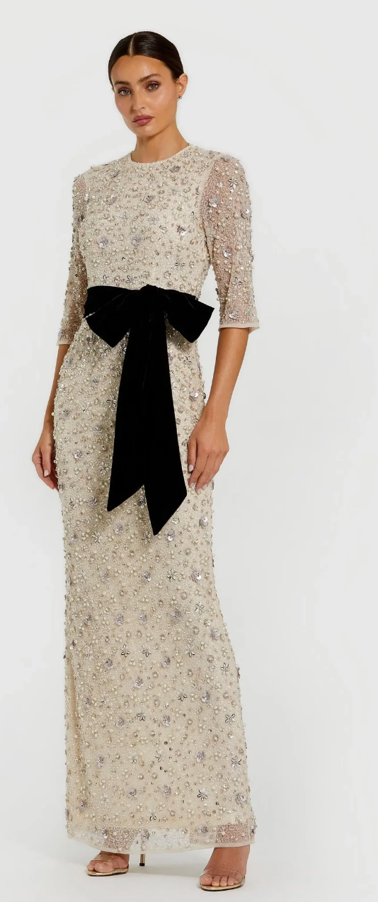 Oyster Jewel Neck Gown