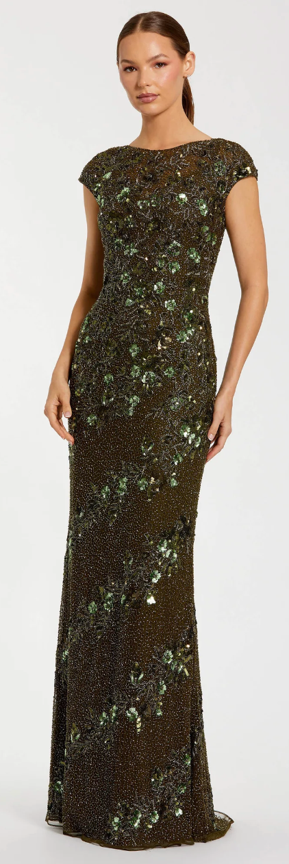 Olive Cap Sleeve Sheath Dress