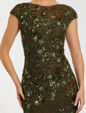 Olive Cap Sleeve Sheath Dress