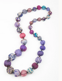 VINTAGE SILK KANTHA NUTS LONG NECKLACE