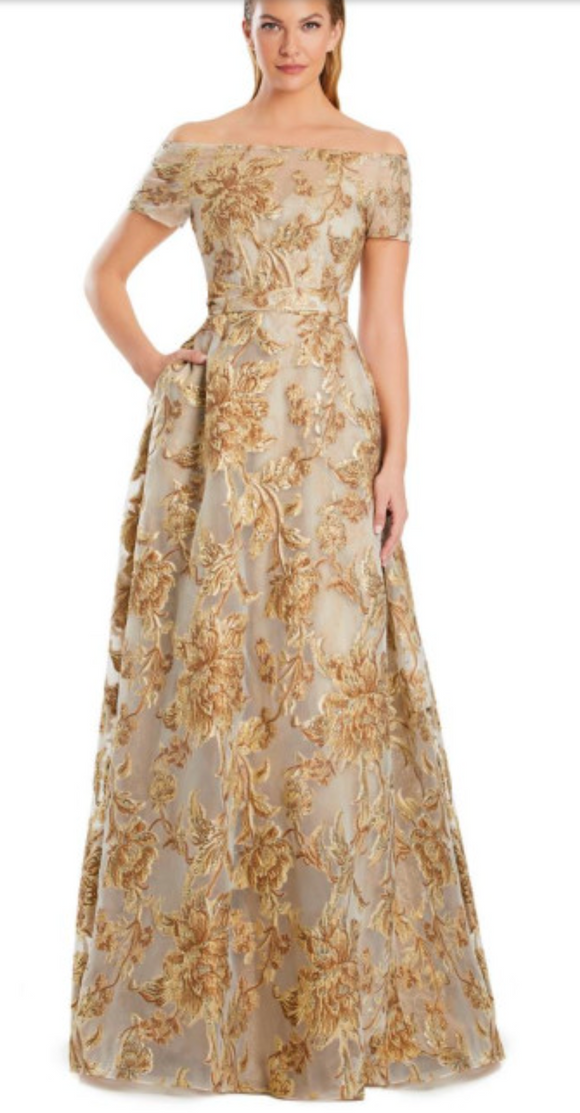 Gold S/S Embossed Dress