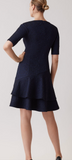 Metallic Jacquard Short Sleeve Double Ruffle Dress