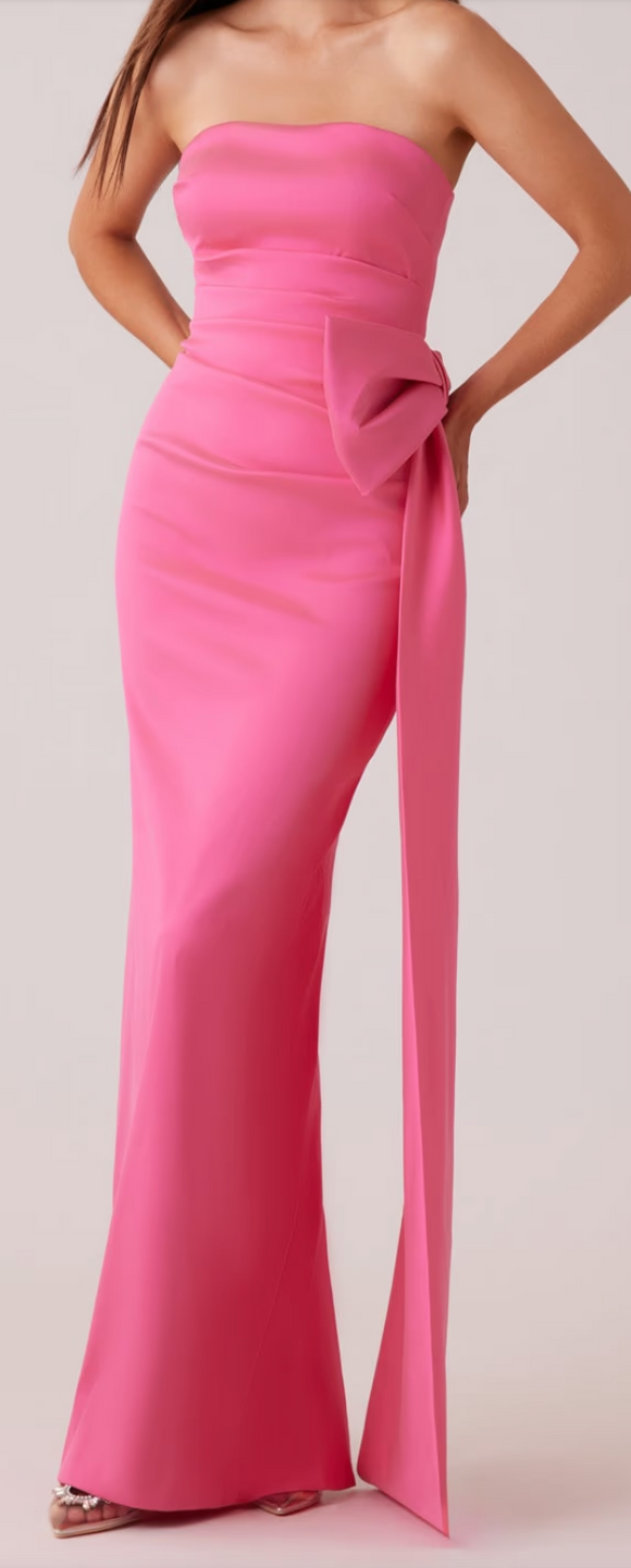 watermelon pink dress Off the Shoulder Watermelon Satin Short Dress PollyBoutique