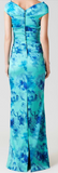 Stretch Gazar Floral Ruched Gown