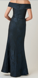 Metallic Jacquard Wavy Pattern Portrait Gown