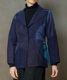 CIRCLE SHIBORI TIE DYE WOVEN PATCH KANTH SHORT JACKET