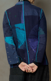 CIRCLE SHIBORI TIE DYE WOVEN PATCH KANTH SHORT JACKET