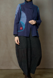 CIRCLE SHIBORI TIE DYE WOVEN PATCH KANTH SHORT JACKET