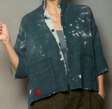Mud Dye Ripple Kantha Cropped Tent Shirt