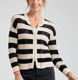 Stripe Mesh Cardigan