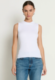 Joan Sleeveless Mock Neck White Tank