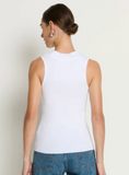 Joan Sleeveless Mock Neck White Tank