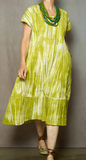 Tie Dye Ripple Tuck V-Neck Shaped Midi Dress