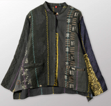 JEWEL WOVEN WITH VERTICAL PATCH KANTHA KAFTAN JACKET SHORT