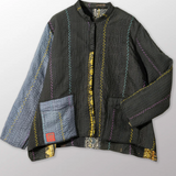 JEWEL WOVEN WITH VERTICAL PATCH KANTHA KAFTAN JACKET SHORT