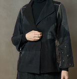 CIRCLE SHIBORI TIE DYE WOVEN PATCH KANTH SHORT JACKET