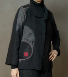CIRCLE SHIBORI TIE DYE WOVEN PATCH KANTH SHORT JACKET