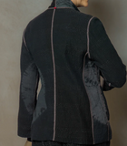 CIRCLE SHIBORI TIE DYE WOVEN PATCH KANTH SHORT JACKET