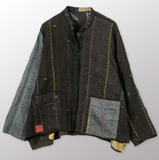 JEWEL WOVEN WITH VERTICAL PATCH KANTHA KAFTAN JACKET SHORT