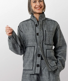 ABSTRACT WAFFLE KANTHA BLOUSON TOP