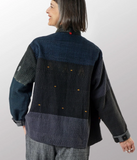 ABSTRACT WAFFLE KANTHA BLOUSON TOP