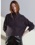 Boxy Seamed  Funnel Neck Sweater