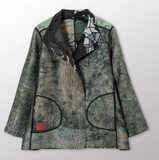 Georgette Jacquard Vintage Silk Patch Kantha Short Jacket