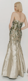 Abstract Floral Brocade Strapless Gown with Stole