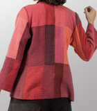 Stripe & Check Cotton Silk Patch Kantha Short Jacket