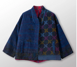 Cotton Overdye Kantha Stand Collar Cropped Jacket