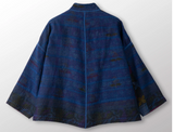 Cotton Overdye Kantha Stand Collar Cropped Jacket