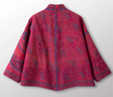 Cotton Overdye Kantha Stand Collar Cropped Jacket