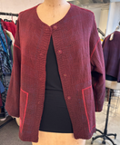Overdyed Stripe & Bends Kantha Crew Neck Short Jacket