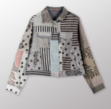 Frayed Patch Kantha With Stamp Trucker Jacket