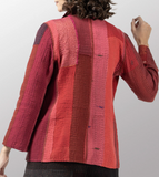Stripe & Check Cotton Silk Patch Kantha Short Jacket