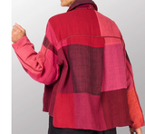 Stripe & Check Cotton Silk Patch Kantha Cropped Shirt Jacket