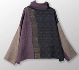 Frayed Patch Mix Kantha New Cowl Neck Poncho