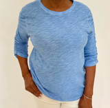 Ruched Sleeve Crew Neck