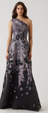 One Shoulder Metallic Jaquard Gown