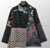 Georgette Jacquard Vintage Silk Patch Kantha Short Jacket