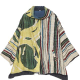 STRIPE AND BENDS KANTHA HOODIE PONCHO ONE SIZE