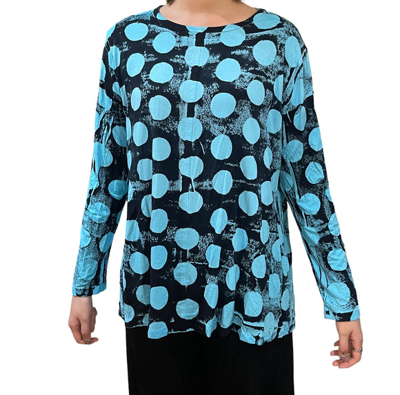 Center Seam A Line Bungee Turquoise Black Dots Tee