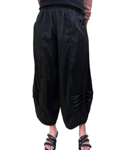 Black Satin Stripe Multi Folded Pant