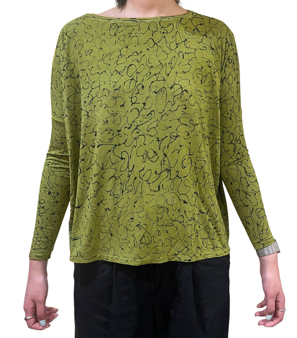 Easy Fit Rayon Jersey Tee Olive Small Swirl